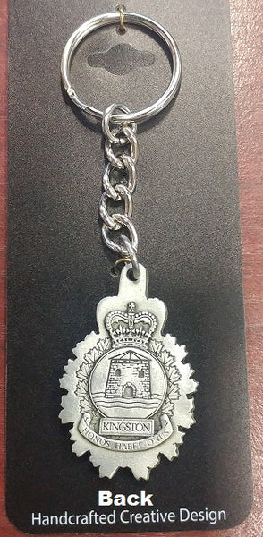 Back of the pewter keychain: CFB Kingston Crest