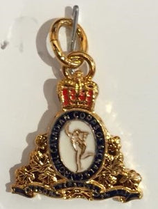 Charm isn the shape of the C&E Crest. It has a hoop attached to the top.