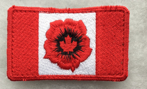 Velcro Canadian Flag with Poppy in Centre