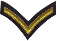 Gold embroidered private rank on black background.