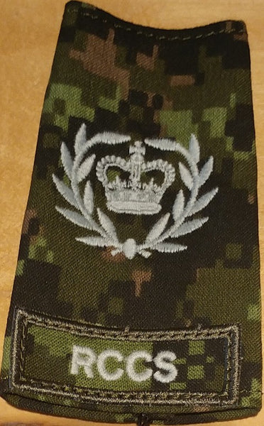 RCCS cadpat slip-on with Master Warrant Officer Rank.