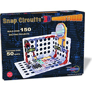 Blue Snap Circuits 3D illumination box featuring product image.
