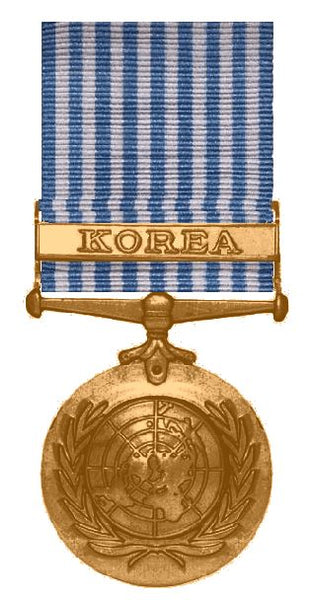 Front face of the bronze UN Korea medal.