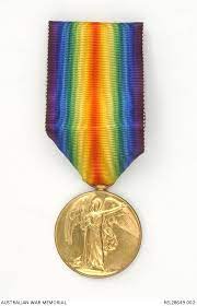 Front face of the gold Victory Medal for WW1.