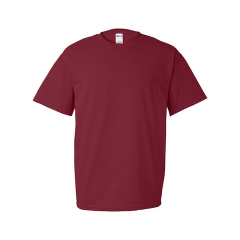 Front of maroon t-shirt.