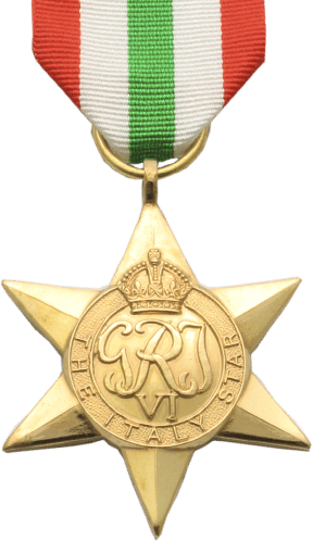 Front face of the gold Italy Star.