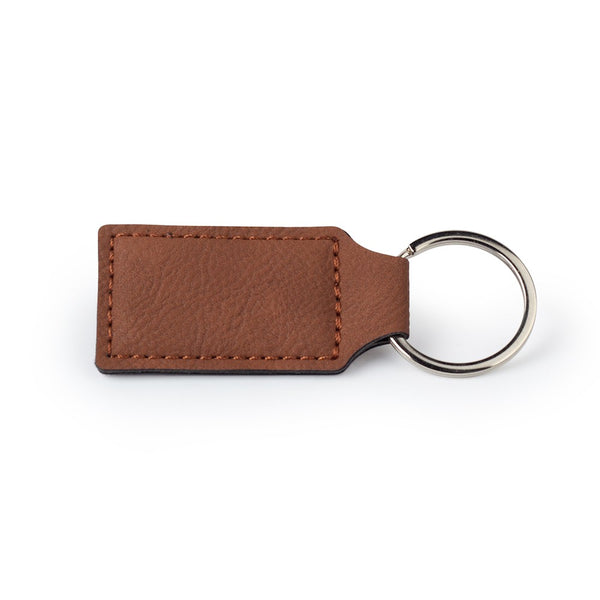 Chestnut faux leather keyring