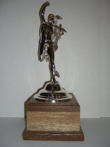 Silver Mercury statue without globe, on base